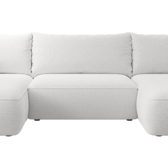 NADUVI Collection Philipa U-bank Rechts met Slaapfunctie - Bouclé - Lichtgrijs