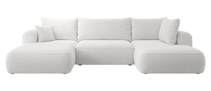 NADUVI Collection Philipa U-bank Rechts met Slaapfunctie - Bouclé - Lichtgrijs