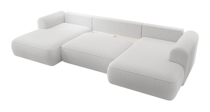 NADUVI Collection Philipa U-bank Rechts met Slaapfunctie - Bouclé - Lichtgrijs