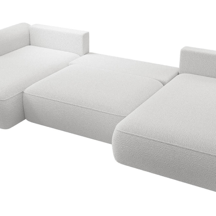 NADUVI Collection Philipa U-bank Rechts met Slaapfunctie - Bouclé - Lichtgrijs