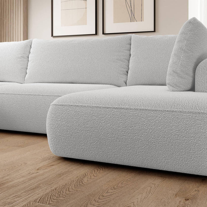 NADUVI Collection Philipa U-bank Rechts met Slaapfunctie - Bouclé - Lichtgrijs