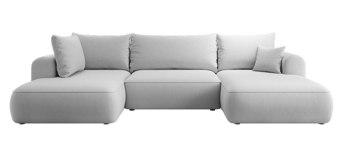 NADUVI Collection Philipa U-bank Links met Slaapfunctie - Velvet - Grijs