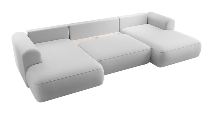 NADUVI Collection Philipa U-bank Links met Slaapfunctie - Velvet - Grijs