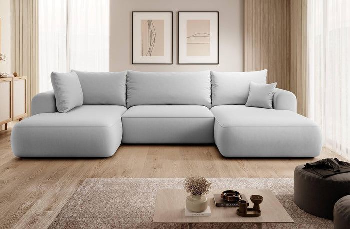 NADUVI Collection Philipa U-bank Links met Slaapfunctie - Velvet - Grijs