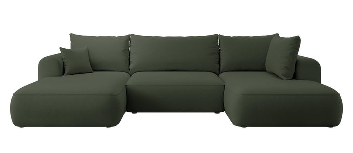 NADUVI Collection Philipa U-bank Rechts met Slaapfunctie - Velvet - Donkergroen