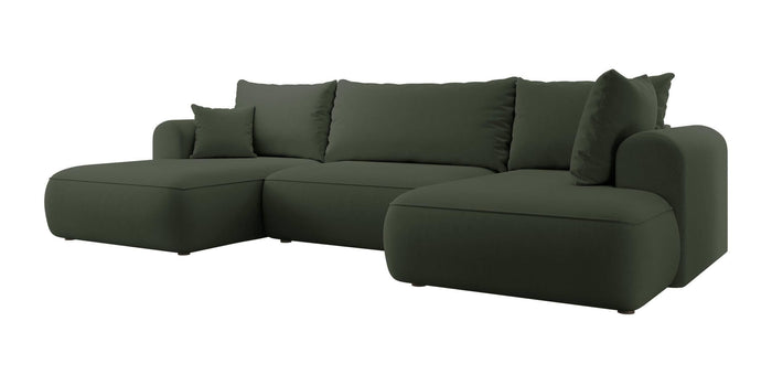 NADUVI Collection Philipa U-bank Rechts met Slaapfunctie - Velvet - Donkergroen