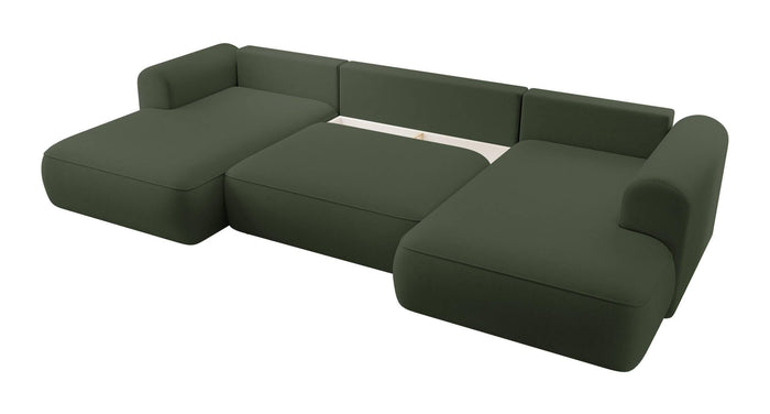 NADUVI Collection Philipa U-bank Rechts met Slaapfunctie - Velvet - Donkergroen
