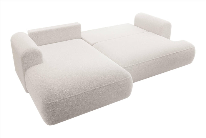 NADUVI Collection Philipa Hoekbank Links met Slaapfunctie - Bouclé - Crème