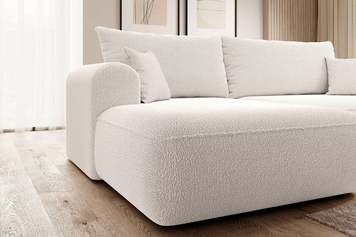 NADUVI Collection Philipa Hoekbank Links met Slaapfunctie - Bouclé - Crème