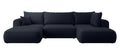 NADUVI Collection Philipa U-bank Rechts met Slaapfunctie - Velvet - Donkerblauw