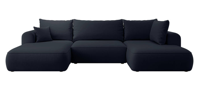 NADUVI Collection Philipa U-bank Rechts met Slaapfunctie - Velvet - Donkerblauw