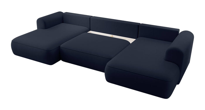 NADUVI Collection Philipa U-bank Rechts met Slaapfunctie - Velvet - Donkerblauw