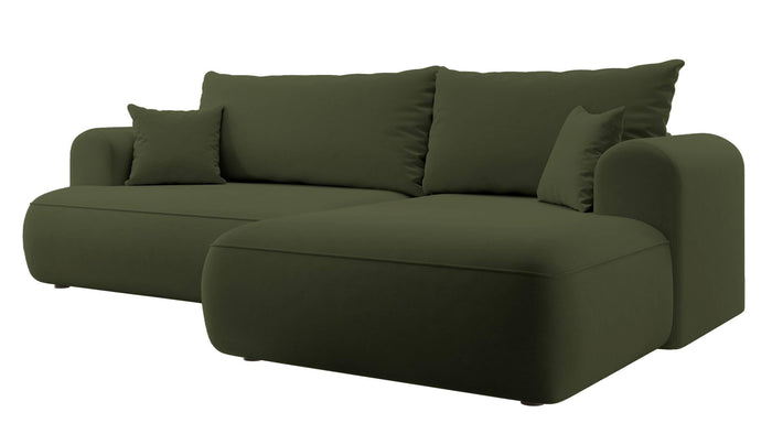 NADUVI Collection Philipa Hoekbank Rechts met Slaapfunctie - Velvet - Donkergroen