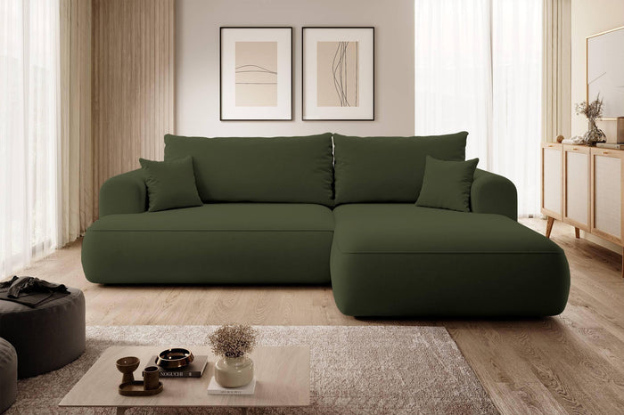 NADUVI Collection Philipa Hoekbank Rechts met Slaapfunctie - Velvet - Donkergroen