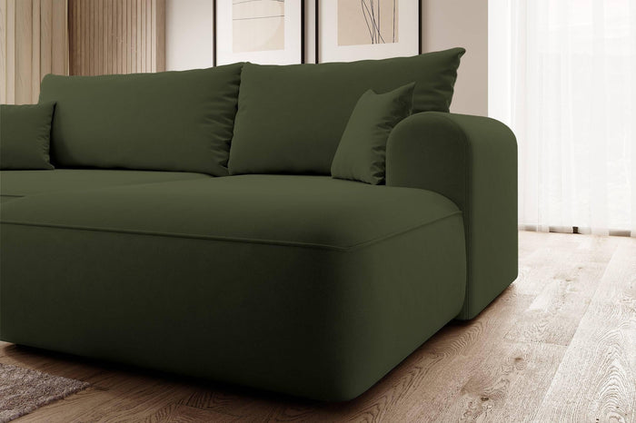 NADUVI Collection Philipa Hoekbank Rechts met Slaapfunctie - Velvet - Donkergroen