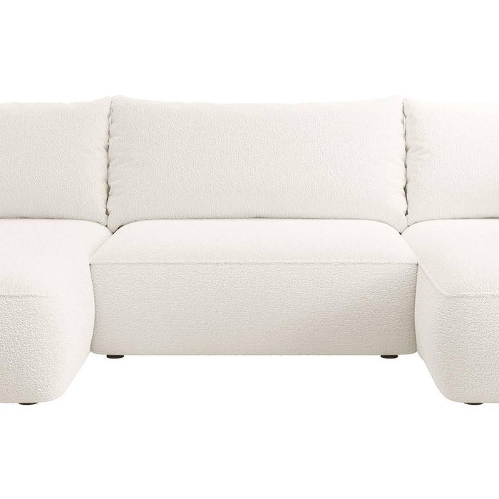 NADUVI Collection Philipa U-bank Links met Slaapfunctie - Bouclé - Crème