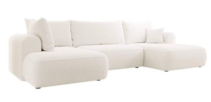 NADUVI Collection Philipa U-bank Links met Slaapfunctie - Bouclé - Crème