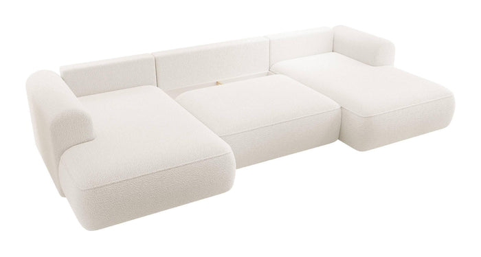 NADUVI Collection Philipa U-bank Links met Slaapfunctie - Bouclé - Crème