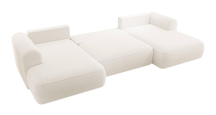 NADUVI Collection Philipa U-bank Links met Slaapfunctie - Bouclé - Crème