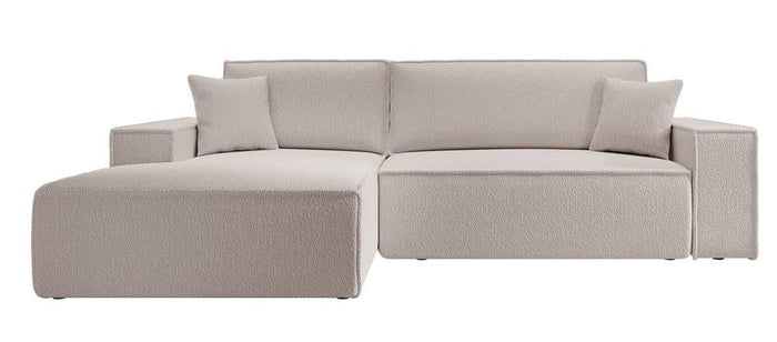 NADUVI Collection Galine Hoekbank met Chaise Longue Links met Slaapfunctie - Bouclé - Crème