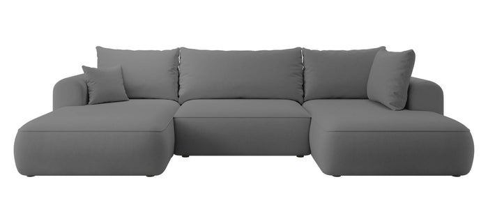 NADUVI Collection Philipa U-bank Rechts met Slaapfunctie - Velvet - Donkergrijs