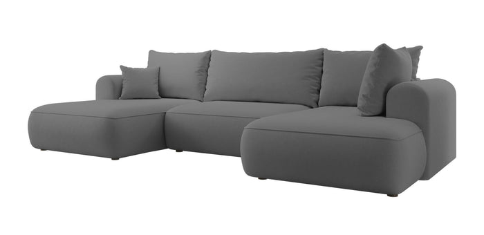 NADUVI Collection Philipa U-bank Rechts met Slaapfunctie - Velvet - Donkergrijs