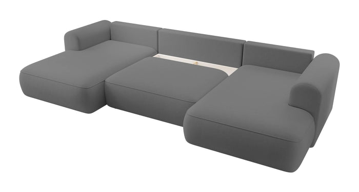 NADUVI Collection Philipa U-bank Rechts met Slaapfunctie - Velvet - Donkergrijs