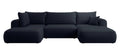 NADUVI Collection Philipa U-bank Links met Slaapfunctie - Velvet - Donkerblauw