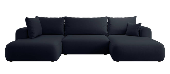 NADUVI Collection Philipa U-bank Links met Slaapfunctie - Velvet - Donkerblauw