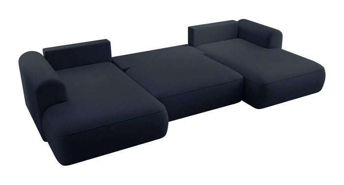 NADUVI Collection Philipa U-bank Links met Slaapfunctie - Velvet - Donkerblauw