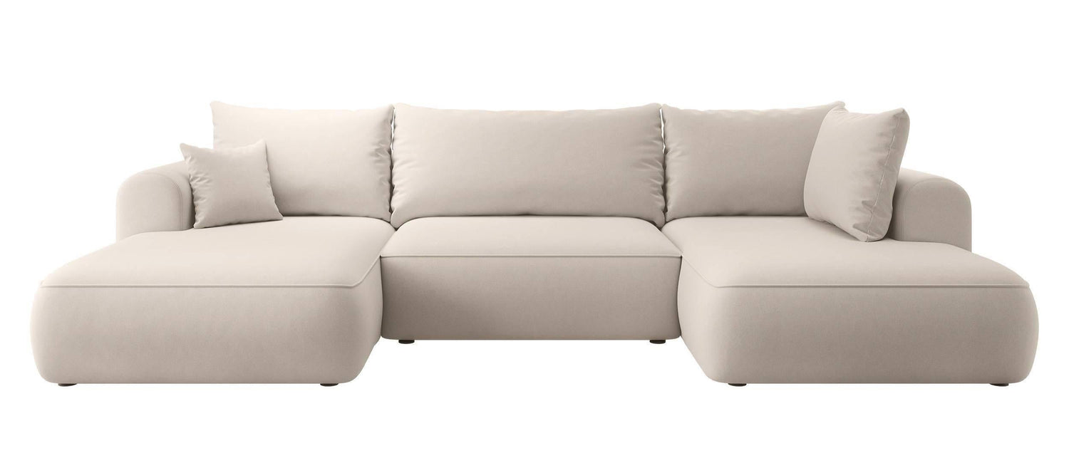 NADUVI Collection Philipa U-bank Rechts met Slaapfunctie - Velvet - Crème