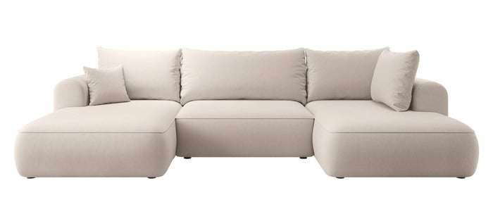 NADUVI Collection Philipa U-bank Rechts met Slaapfunctie - Velvet - Crème