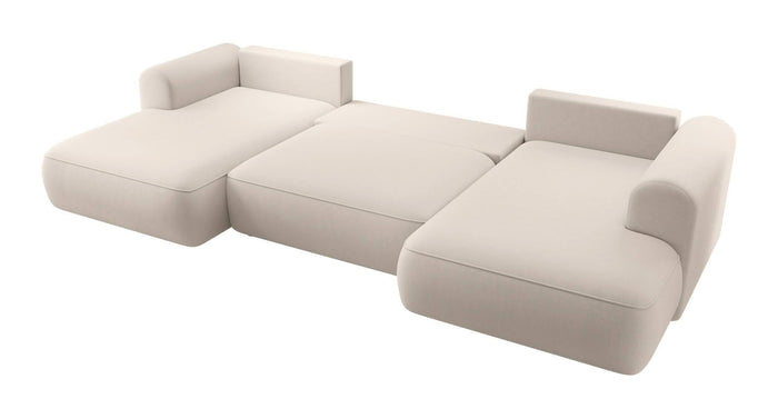 NADUVI Collection Philipa U-bank Rechts met Slaapfunctie - Velvet - Crème