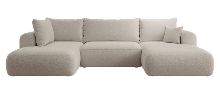 NADUVI Collection Philipa U-bank Links met Slaapfunctie - Bouclé - Taupe
