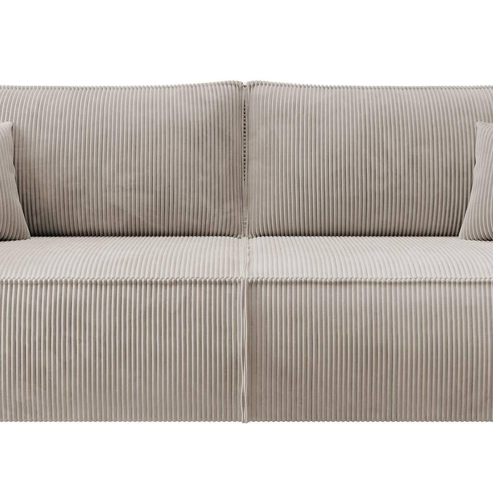NADUVI Collection Galine 3-zitsbank met Slaapfunctie - Ribstof - Beige