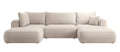 NADUVI Collection Philipa U-bank Links met Slaapfunctie - Velvet - Crème