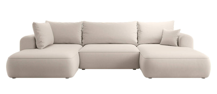 NADUVI Collection Philipa U-bank Links met Slaapfunctie - Velvet - Crème