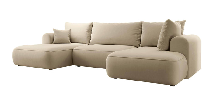 NADUVI Collection Philipa U-bank Rechts met Slaapfunctie - Velvet - Beige