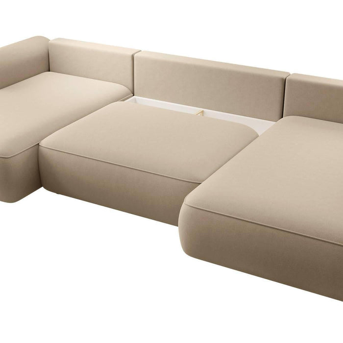 NADUVI Collection Philipa U-bank Rechts met Slaapfunctie - Velvet - Beige