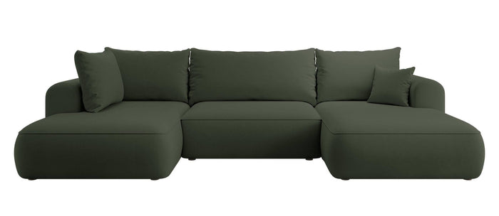 NADUVI Collection Philipa U-bank Links met Slaapfunctie - Velvet - Donkergroen