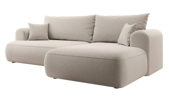 NADUVI Collection Philipa Hoekbank Rechts met Slaapfunctie - Velvet - Crème