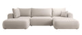 NADUVI Collection Philipa U-bank Links met Slaapfunctie - Velvet - Gebroken wit