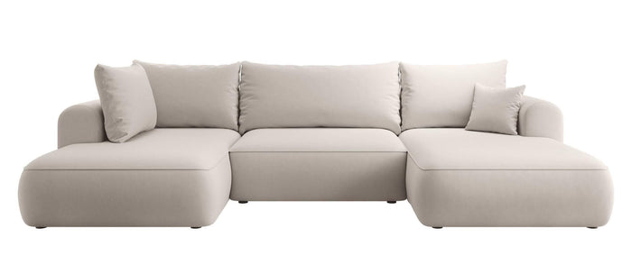 NADUVI Collection Philipa U-bank Links met Slaapfunctie - Velvet - Gebroken wit