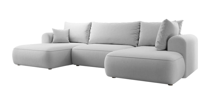 NADUVI Collection Philipa U-bank Rechts met Slaapfunctie - Velvet - Grijs