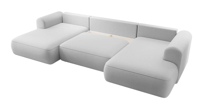 NADUVI Collection Philipa U-bank Rechts met Slaapfunctie - Velvet - Grijs