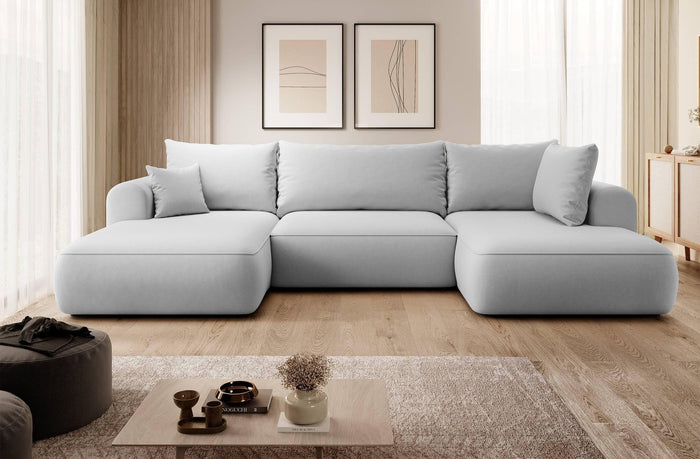NADUVI Collection Philipa U-bank Rechts met Slaapfunctie - Velvet - Grijs