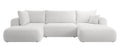 NADUVI Collection Philipa U-bank Links met Slaapfunctie - Bouclé - Lichtgrijs