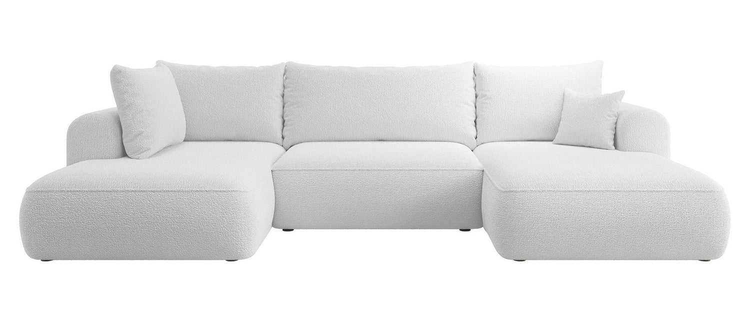 NADUVI Collection Philipa U-bank Links met Slaapfunctie - Bouclé - Lichtgrijs