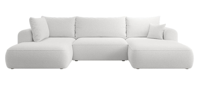 NADUVI Collection Philipa U-bank Links met Slaapfunctie - Bouclé - Lichtgrijs