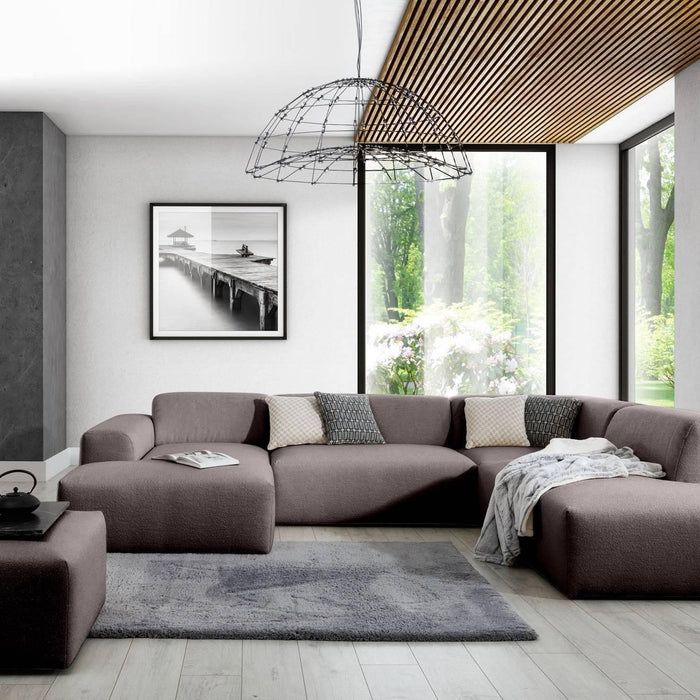 NADUVI Collection Nina U-bank Rechts - Ribstof - Donkerbruin